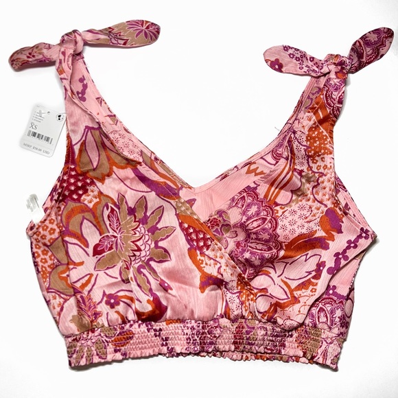 Free People Weekend in Montauk Floral Print Cropped Tank Top - Picture 3 of 4